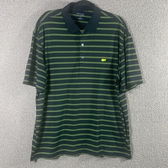 Master Tech Golf Performance Polo Shirt XL Black Yellow‎ Striped Short Sleeves - Picture 1 of 11